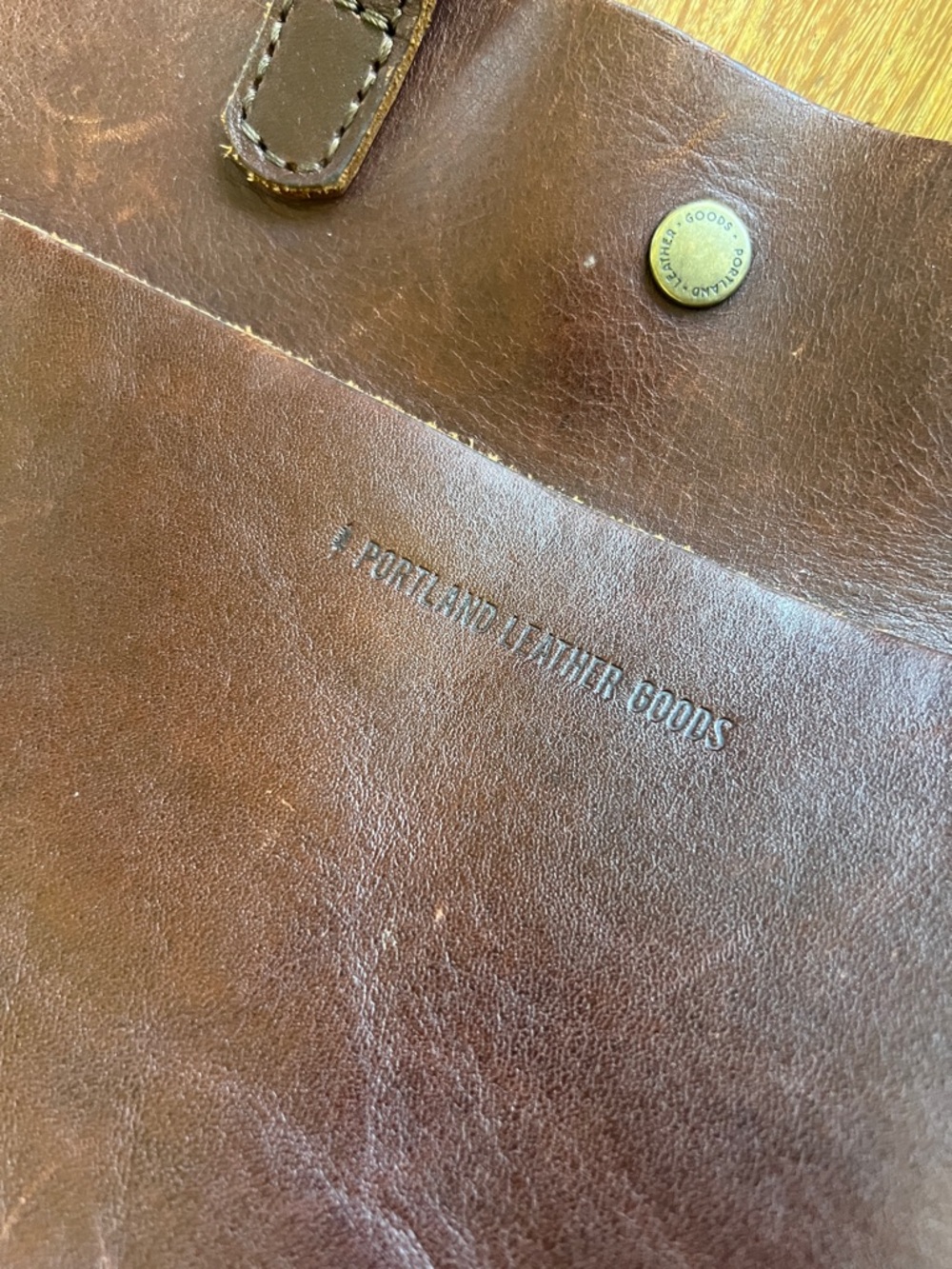 Portland leather mini crossbody tote in cognac - Picture 5 of 9